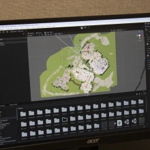 Computer screen with virtual map shown.