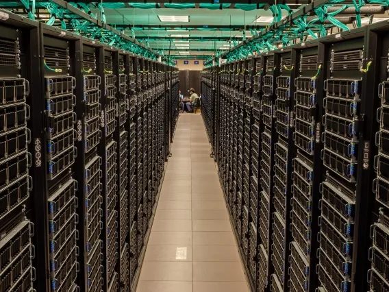 a row of super computers