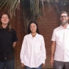 Josh, Dr. Zheng, and Dr. Eckstrom all pose for a group photo 